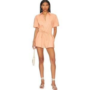 Revolve Lovers and Friend Linen Blend Kiley Romper in Coral - Size XS NWOT